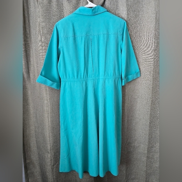 Vtg Willi of California Button Down Collared Shirt Dress Blue Rockabilly Size XL - Picture 4 of 5